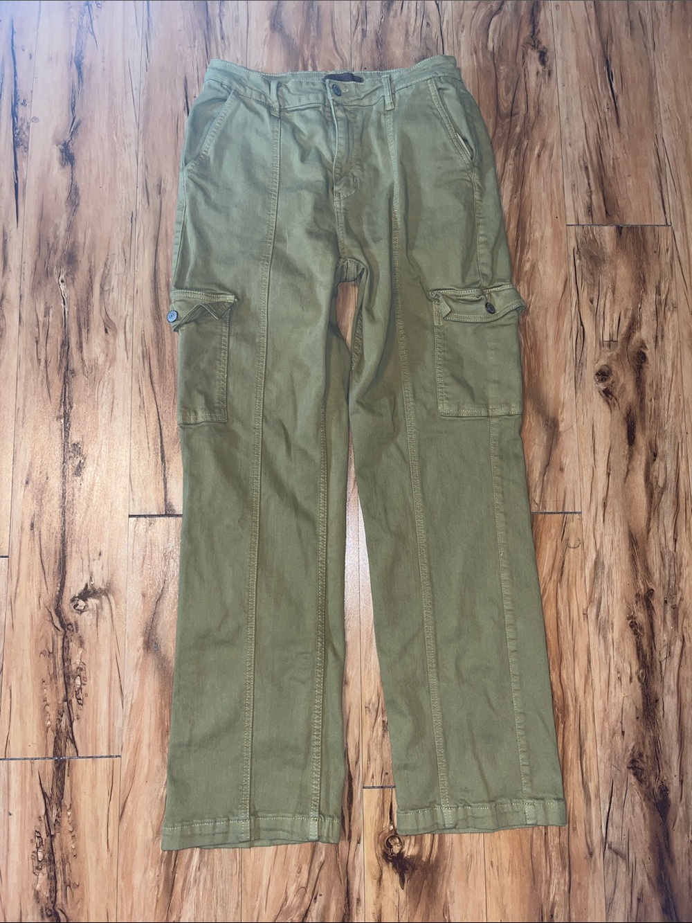 Judy Blue Olive Straight-Leg Cargo Jeans